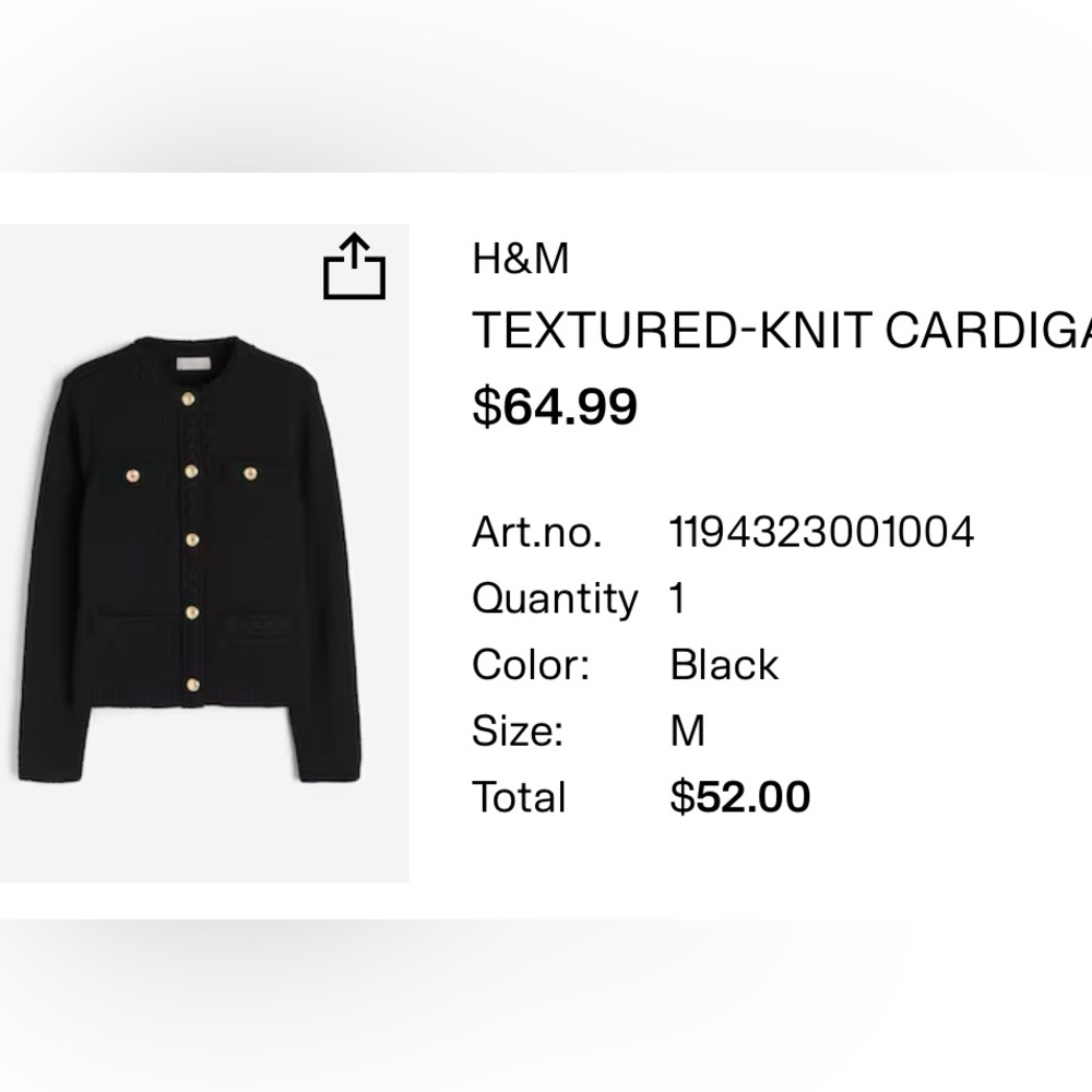 H&M Black Textured-Knit Sweater